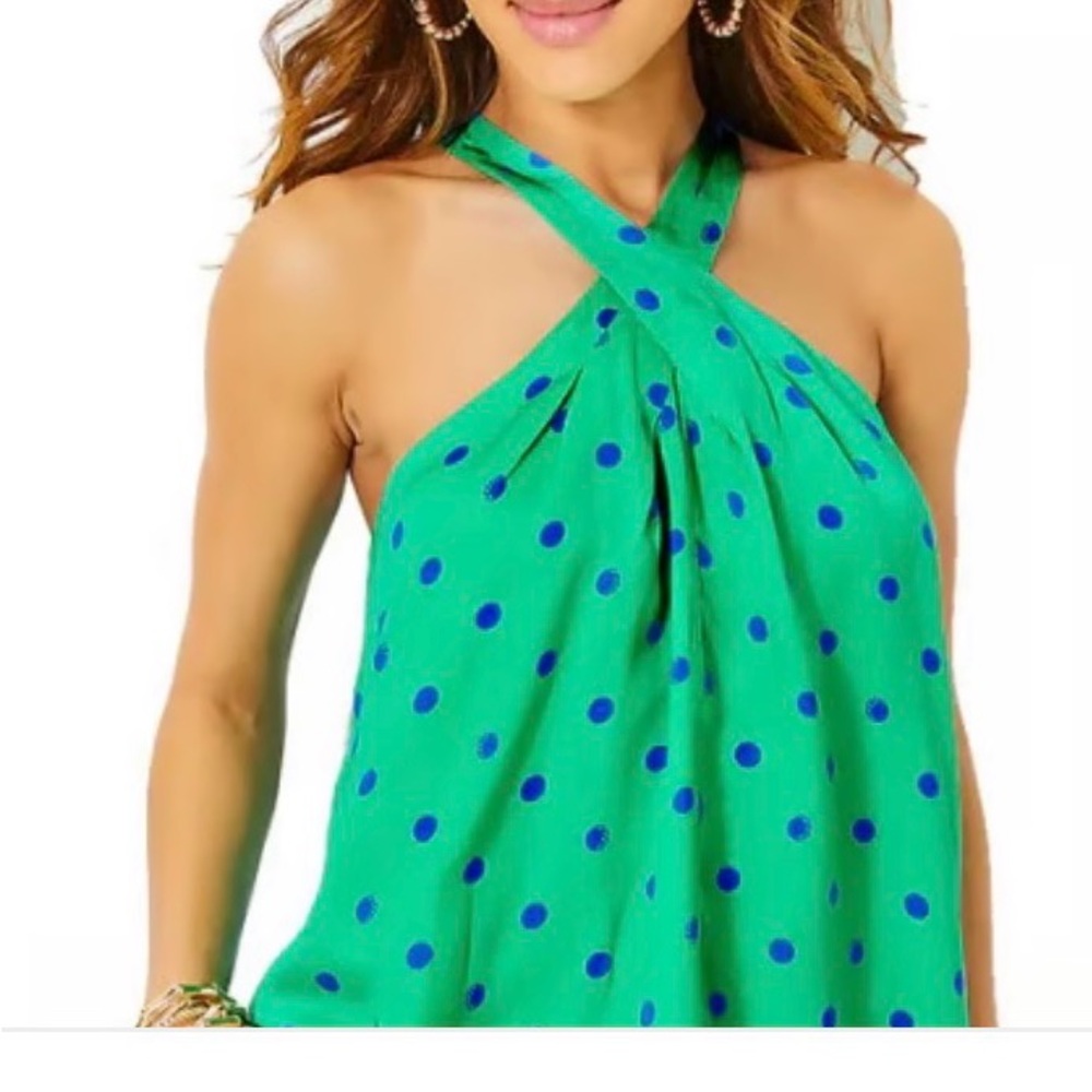 Lilly Pulitzer Green and Blue Polka Dot Tank Top - Picture 4 of 5